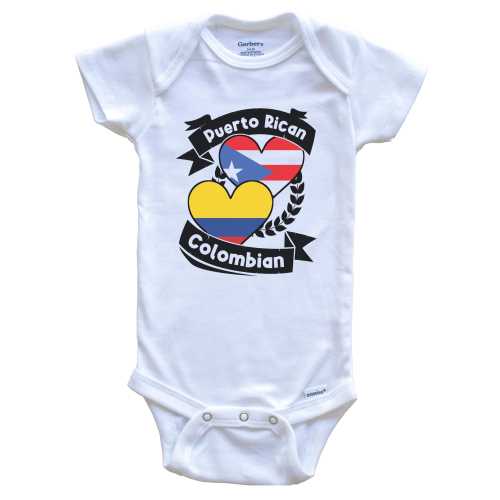 Puerto Rican Colombian Heart Flags Puerto Rico Colombia Baby Bodysuit Cute One Piece Baby Shower Gift