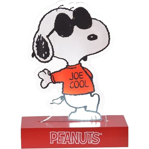 Mark Feldstein, Peanuts Snoopy Joe Cool LED Illuminated Tabletop Acrylic Light Figurine, 6 Inch