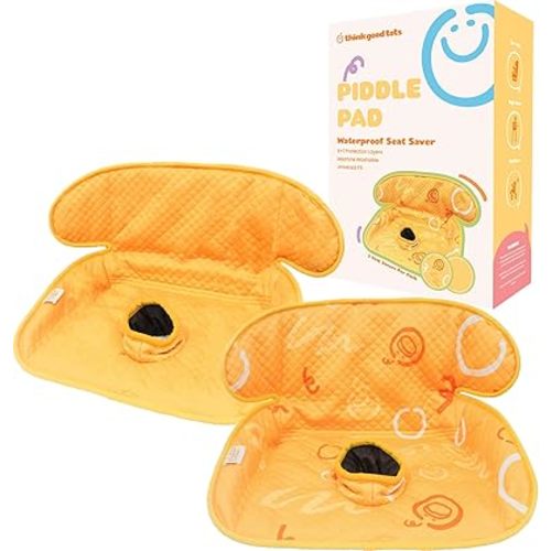 Orange Piddle Pad: Waterproof Car Seat Protector for Potty Training Toddlers, Babies - Anti-Slip Backing, Machine Washable, Universal Fit, Stroller (2 Pack)