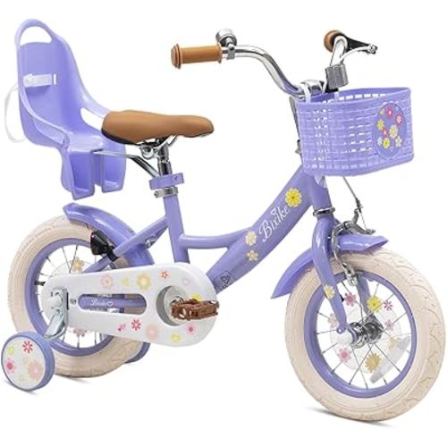 Girls Bike with Basket for Toddlers and Kids Aged 3-14 Years Old, 12 14 16 18 Inch with Training Wheels & Doll Seat, 20 Inch with Kickstand & Rear Rack, Princess Style Bicycle for Gift.