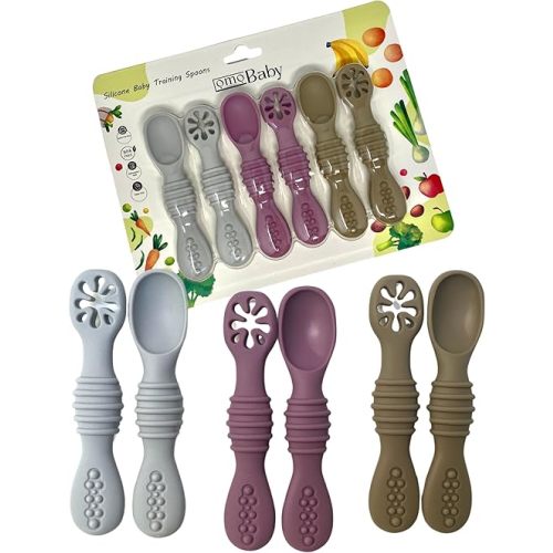 6 Pack Baby Led Weaning Silicone Spoons (Purple)
