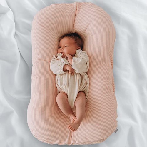 Max&So Baby Lounger Cover for Newborn - Cotton Infant Lounger Pillow Cover Removable Design - Soft Cotton Slipcover for Newborn Lounger Pillow - Baby Nest Cover - Pink - Cover Only - Pink Stripe