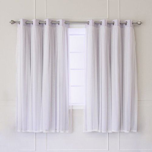 Lark Manor™ Fortuna Brockham Solid Tulle Overlay Room Darkening Grommet Curtain Panels & Reviews | Wayfair