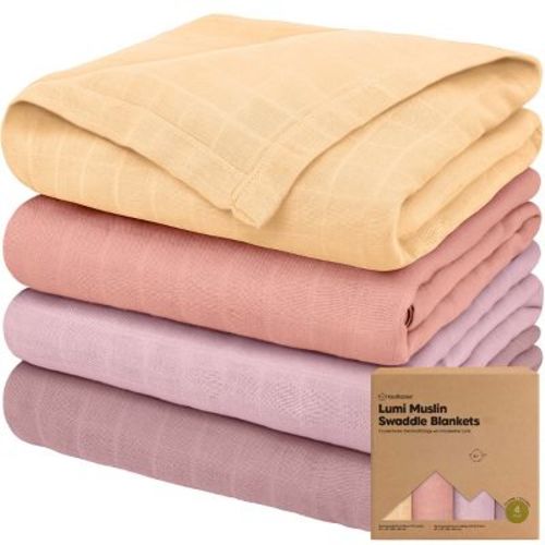 Keababies 4pk Muslin Swaddle Blankets For Baby Boys, Girls - Organic Baby Blankets, Swaddles For Newborns (lavender)