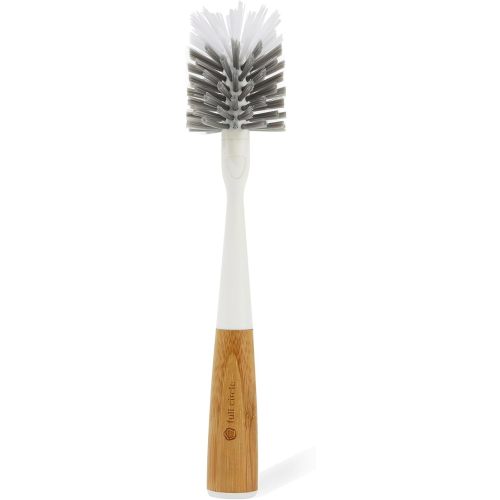 Full Circle Upstanding Bottle Brush - Made from Bamboo with Long Handle, Replaceable Head - Deep Cleans Water Bottles, Tumblers & Baby Bottles - BPA & Formaldehyde Free - White