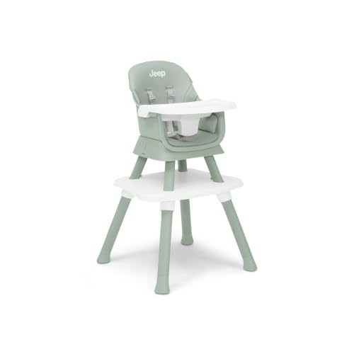 Jeep Milestone 6-in-1 High Chair by Delta Children - High Chair Converts to Stool, Booster Seat, Toddler Chair, Activity Table and Desk and Chair, Sage Green