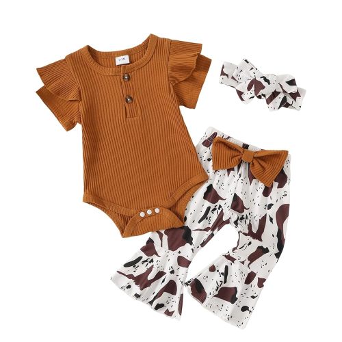 Yvowming Newborn Baby Girl Clothes Infant Ruffle Romper Pants Set Summer Outfits Cute Baby Clothes for Girls