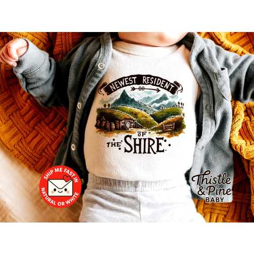 Newest Resident of the Shire Baby Onesie® - Halfling Baby Bodysuit - Hobbit Fantasy Baby Announcement