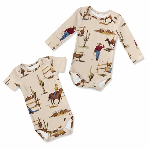 Wild West Cowboy Collection 6-12M Baby Clothes Bodysuits - 2 Pack Set
