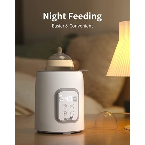 Bottle Warmer, GROWNSY 8-in-1 Fast Baby Milk Warmer with Timer for Breastmilk or Formula, Accurate Temperature Control, with Defrost, Sterili-zing, Keep, Heat Baby Food Jars Function - Gray