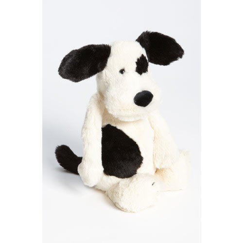 Jellycat Bashful Puppy Stuffed Animal, Black And Cream