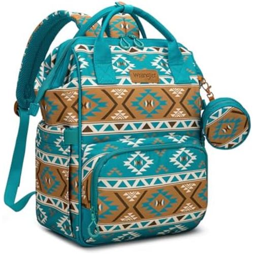Wrangler Aztec Backpack Multifunction Baby Travel Bag with Changing Pad, Stroller Straps and Pacifier Case WG2204-91103TQ