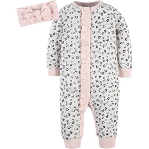 Gerber baby-girls 2-piece Coverall & Headband Set2-Piece Coverall & Headband Set