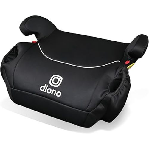 Diono Solana, No Latch, Single Backless Booster Car Seat, Lightweight, Machine Washable Covers, Cup Holders, Black