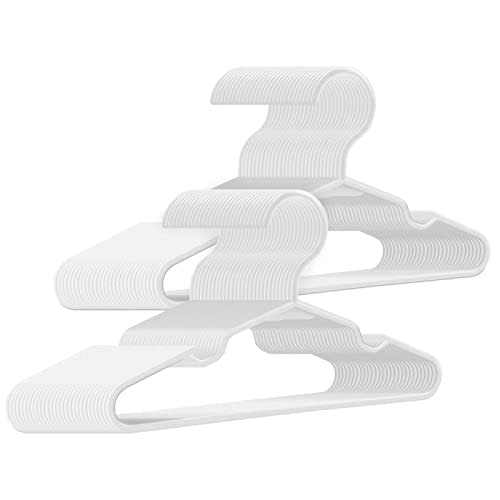 trusir Kids Hangers 60 Pack - 11. 5 Inch White Hangers for Closet - Toddler Hangers for Clost & Child Clothes for Clost - Ideal for Baby Standard Use (White)