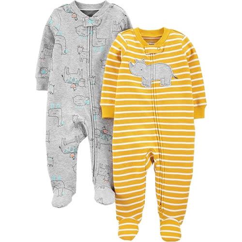 Simple Joys by Carter's Baby Boys' 2-Way Zip Thermal Footed Sleep and Play, Pack of 2