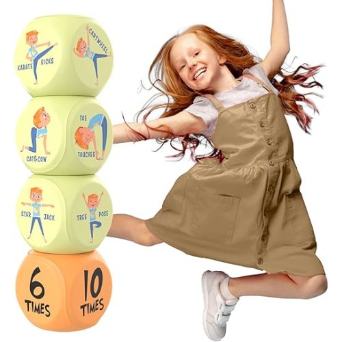 Skywin-Exercise Dice, Fun 1 Pack Workout Dice for Kids Solo or Group Classes, 6-Sided Foam Fitness Dice for Home, Classroom and Physical Education Learning