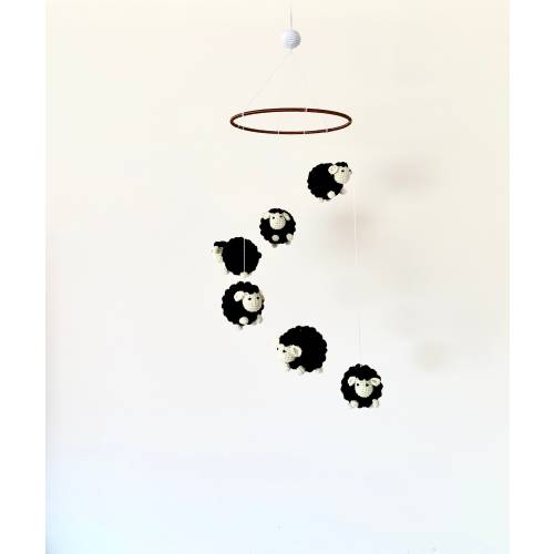 Black sheeps baby mobile, crochet sheep baby nusery, sheeps mobile, Toy baby mobile, baby gift, Baby Crib Mobile,Nursery crib mobile