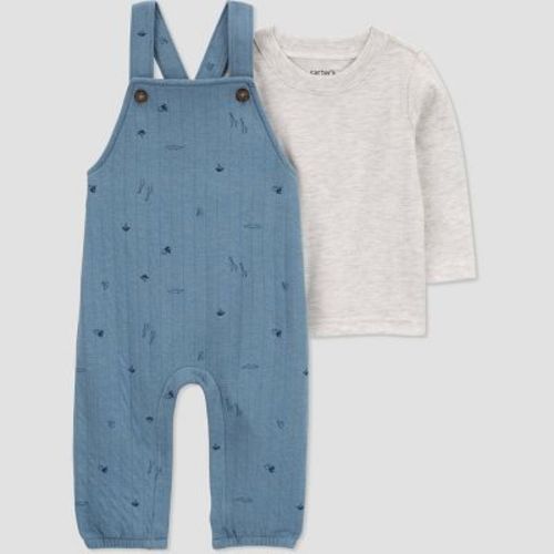 Carter's Just One You® Baby Boys' Quilted Undershirt & Bottom Set - Blue/gray Newborn