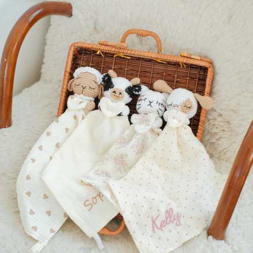 Baby Lovey Crochet, Personalized Baby Blanket, Handmade Stuffed Animal for Newborn, Baby Safe Lovey, Doudou Crochet, Toy Baby Snuggies