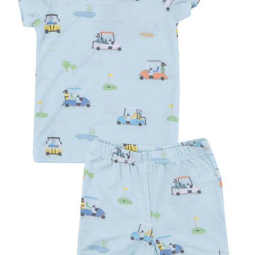 2-Piece Short Loungewear Set, Golf Carts Blue