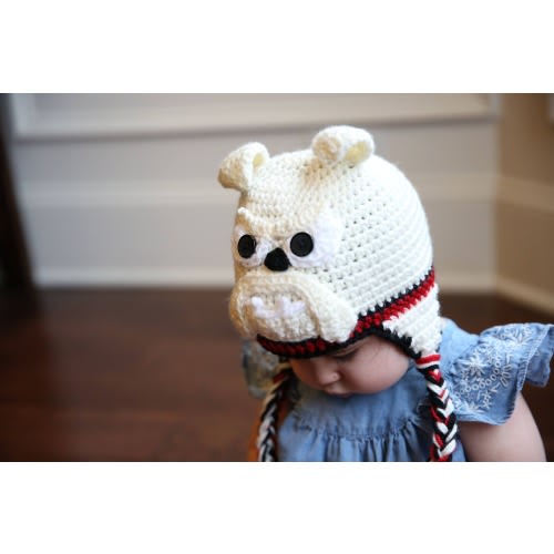 READY TO SHIP Crochet Bulldog Hat, Sizes Newborn to Toddler/Child