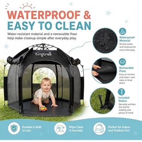 TinyTrek Kids Play Tent for Indoor and Outdoor Fun, Portable Pop Up Tent with Breathable Mesh, Toddler Play Space for Travel, Backyard, Camping and Playroom Use