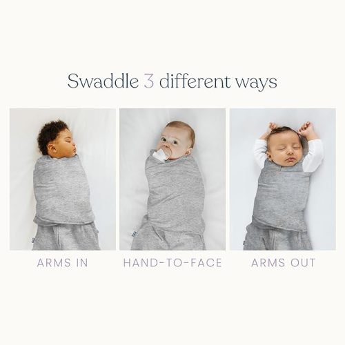 HALO Baby Sleepsack Swaddle Wearable Blanket, 3-Way Adjustable Infant Sleepsack, TOG 1.5, Ideal Temp, Heather Grey/Aqua, Newborn, 0-3 Months, 6-12 Pounds