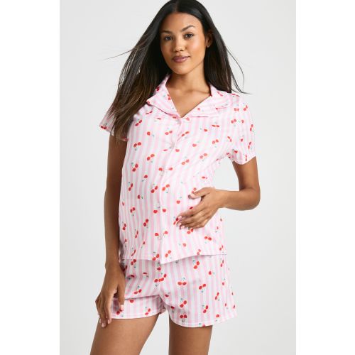 Maternity Cherry Stripe PJ Short Sleeve & Short PJ Set