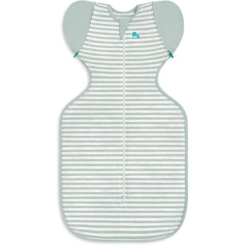 Love to Dream Transition Bag 0.2T Stretch Cotton Medium (6-8.5kg) Stage 2, Soft & Breathable, Lightweight for Comfortable Sleep, Ideal for Newborns, Stripe Print, Olive
