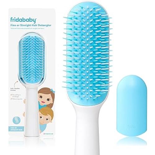 Frida Baby Fine or Straight Hair Detangling Hair Brush for Kids, Detangles Knots Without Tears or Breakage, Comb Teeth and Bristle Design