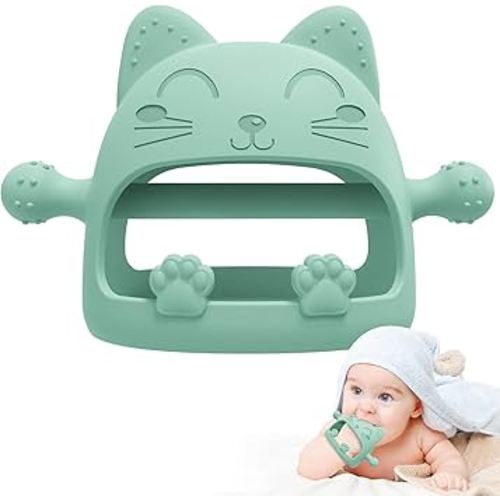 Baby Teething Toys for Babies 0-6 Months,Baby Teether Chew Toys for Teething Relief,Silicone Teething Mitt,Baby Toys 6 to 12 Months,Ideal Baby Shower Gifts for New Moms & Newborn(Cartoon Cat)