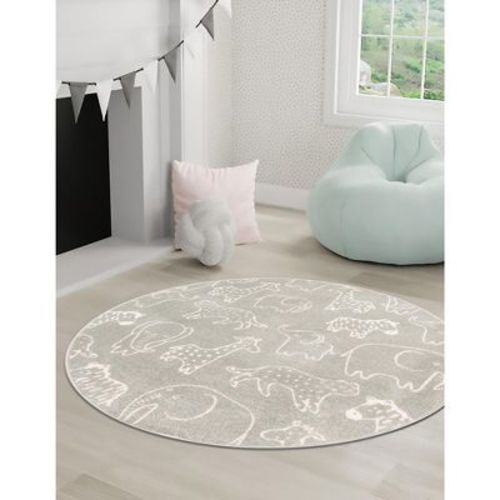 Unique Loom Whimsy Kids Collection Area Rug - Safari Animals (2' 2" x 2' 11" Rectangle Gray/Ivory)