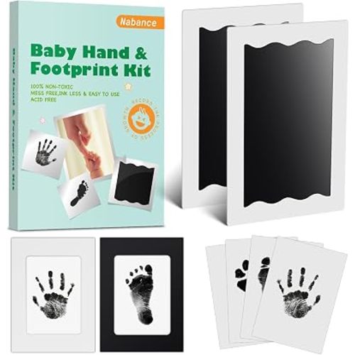 Nabance Baby Footprint Kit, Inkless Baby Hand and Footprint Kit, 2 Pack