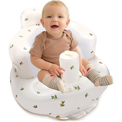 Inflatable Baby Seat for Babies 3 Months and Up, Inflatable Baby Chair Baby Floor Seats for Sitting Up, Blow up Baby Chair Built in Air Pump Support Chair