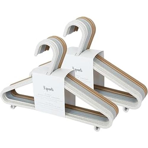 3 Sprouts Sustainable Wheat Straw Plastic Toddler & Kids Hangers – Pack of 30 Infant Baby Clothes Hangers for Closet Organization – Small Children's Hanger for Nursery, Speckled Assorted