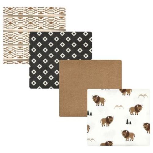 Hudson Baby Infant Boy Cotton Rich Flannel Receiving Blankets, Wild Buffalo, One Size