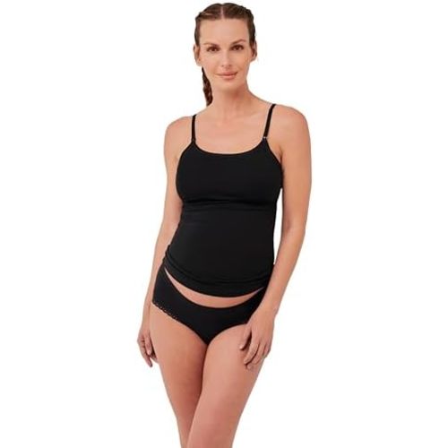 Pact Organic Cotton Maternity Camisole, Adjustable Nursing Tops Built-in Bra for Easy Breastfeeding