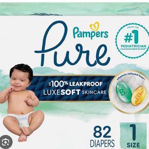 Pampers Diapers - Baby Dry - Size 0, 104 Count, Absorbent Disposable Newbort Diaper (Packaging May Vary)
