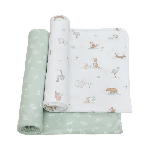 Living Textiles Swaddle Wraps 2 Pack Australiana