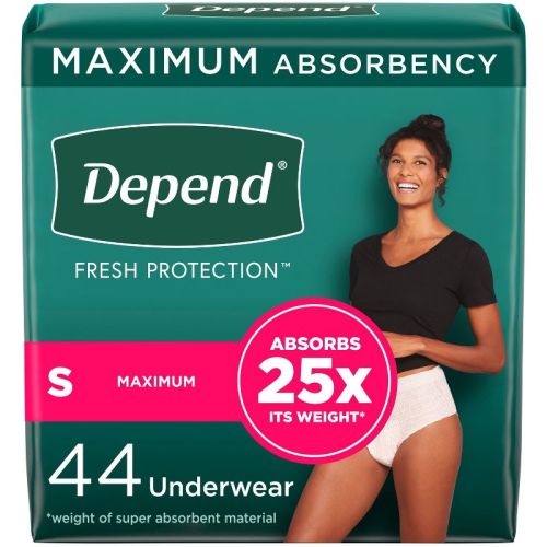 Depend Fresh Protection Adult Incontinence & Postpartum Underwear For Women - Maximum Absorbency - S - Blush - 44ct