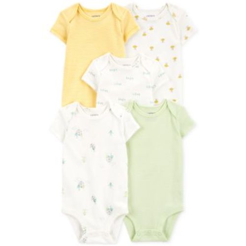 Baby Short-Sleeve Cotton Bodysuits, Pack of 5