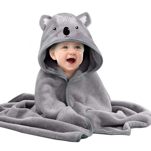 Hooded Baby Towel, Baby Towels Newborn, Baby Bath Towel with Hood, Baby Bath Towels Wrap, Blanket for Baby, Baby Beach Towel, Hooded Bath Towels for Boy and Girl, Newborn,31.5"×31.5" (Grey Koala)