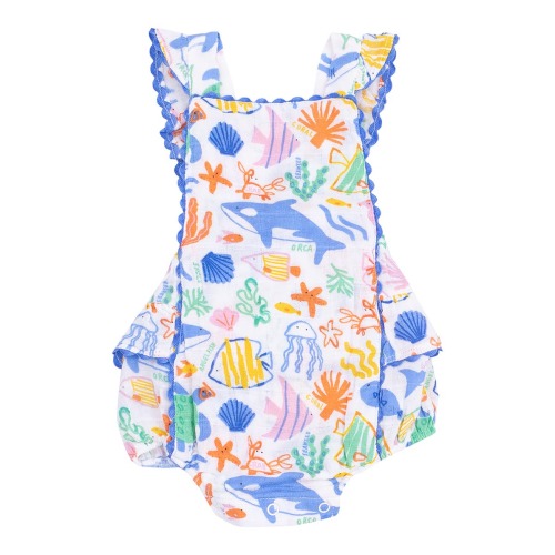 Colorful Rickrack Organic Cotton Muslin Bodysuit, 12-18M