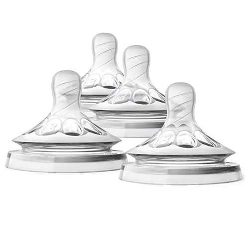 Philips Avent Natural Baby Bottle Medium Flow Nipple, 3M+, 4pack, Flow 3, SCF653/43