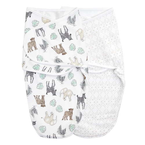 aden + anais Essentials Wrap Swaddles, Toile Jungle, 0-3M