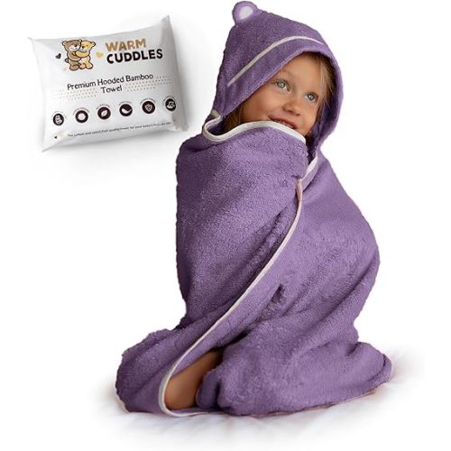 Premium Toddler Towels with Hood | Rayon Made from Bamboo Toddler Bath Towel | Large Hooded Towels for Toddlers | Toddler Towels for Girl Boy (Purple)