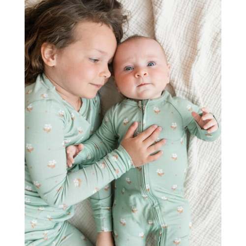 Modal Convertible Footie Pajamas, Seafoam Floral - Dear Hayden | Maisonette