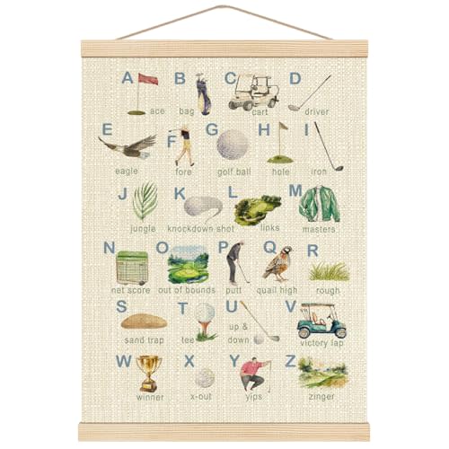 Boat Wades Golf Alphabet Nursery Wooden Poster Hangers 12x16 Inch,Golf Gifts Poster Hanger Frame,Golfs Nursery Decor For Boy Kids Room Nursery