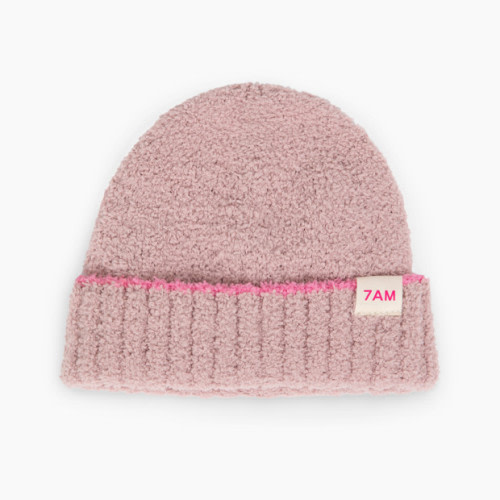 7AM Enfant Fuzzy Beanie - Ash Rose, 0-6 M